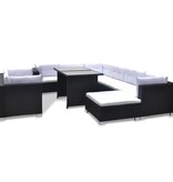 VidaXL 10-delige Loungeset met kussens poly rattan zwart