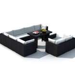VidaXL 10-delige Loungeset met kussens poly rattan zwart