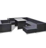 VidaXL 10-delige Loungeset met kussens poly rattan zwart