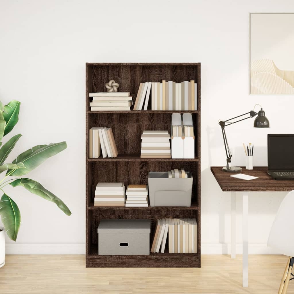 VidaXL Boekenkast 80x24x143 cm bewerkt hout bruin eikenkleurig