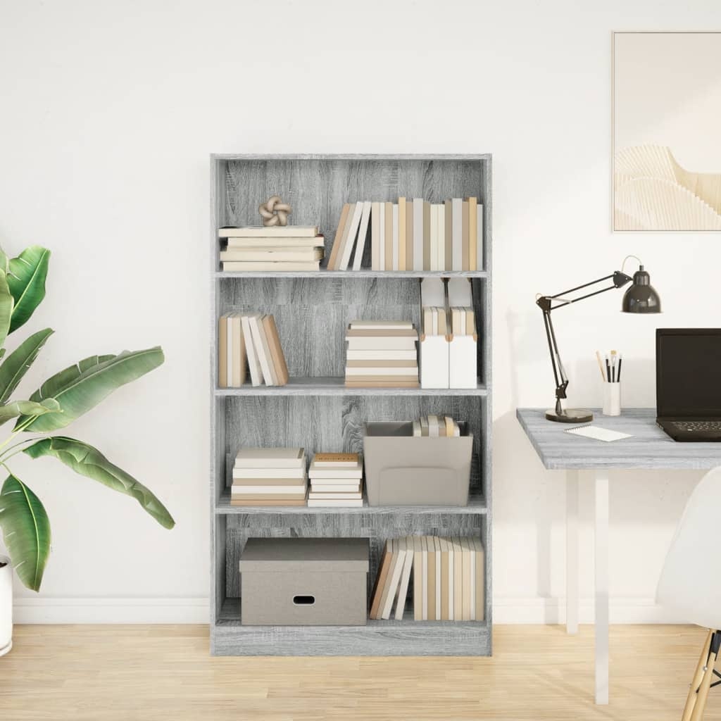 VidaXL Boekenkast 80x24x143 cm bewerkt hout grijs sonoma eikenkleurig