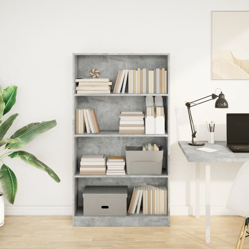 VidaXL Boekenkast 80x24x143 cm bewerkt hout betongrijs
