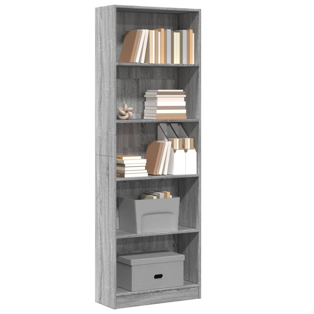 VidaXL Boekenkast 60x24x176 cm bewerkt hout grijs sonoma eikenkleurig