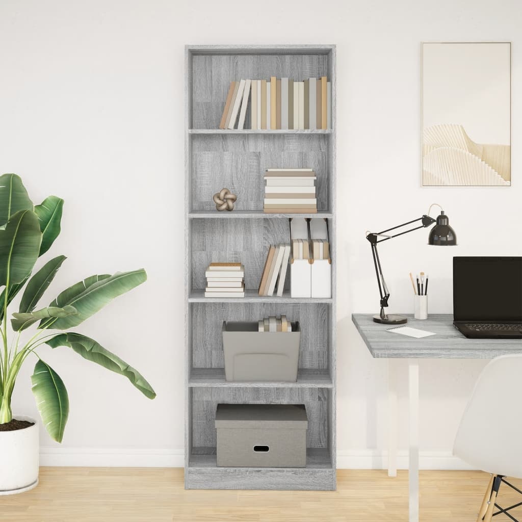 VidaXL Boekenkast 60x24x176 cm bewerkt hout grijs sonoma eikenkleurig