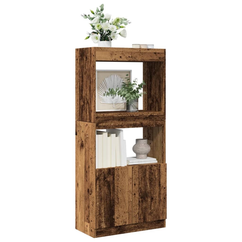 VidaXL Hoge kast 63x33x140 cm bewerkt hout oud houtkleurig