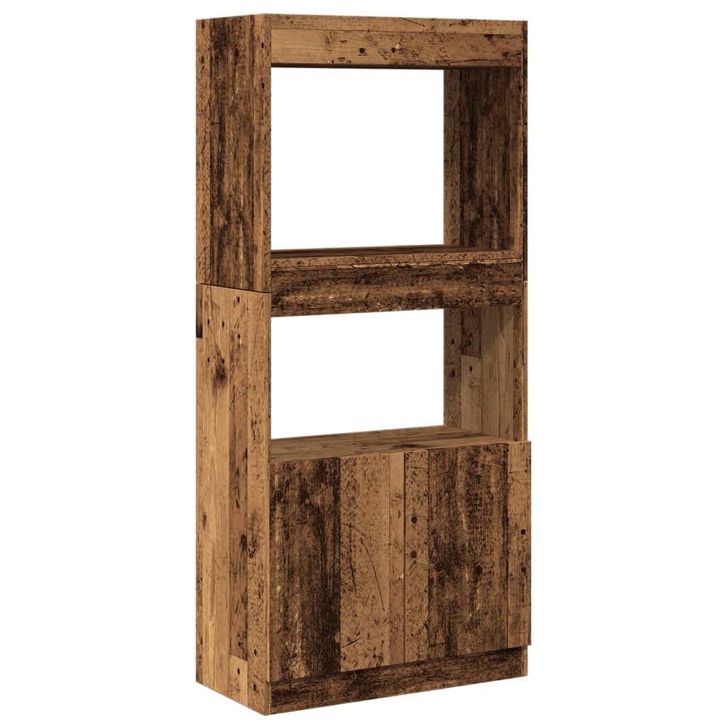 VidaXL Hoge kast 63x33x140 cm bewerkt hout oud houtkleurig