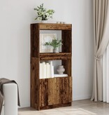 VidaXL Hoge kast 63x33x140 cm bewerkt hout oud houtkleurig