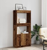 VidaXL Hoge kast 63x33x140 cm bewerkt hout oud houtkleurig