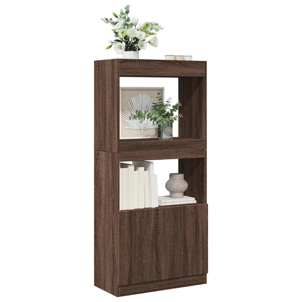 VidaXL Hoge kast 63x33x140 cm bewerkt hout bruin eikenkleurig