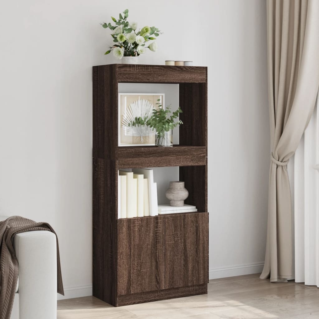 VidaXL Hoge kast 63x33x140 cm bewerkt hout bruin eikenkleurig