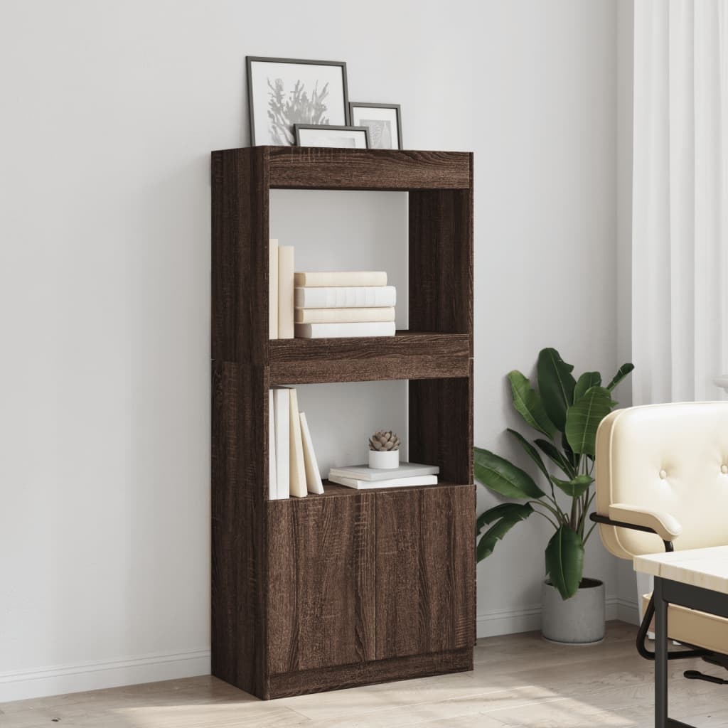 VidaXL Hoge kast 63x33x140 cm bewerkt hout bruin eikenkleurig