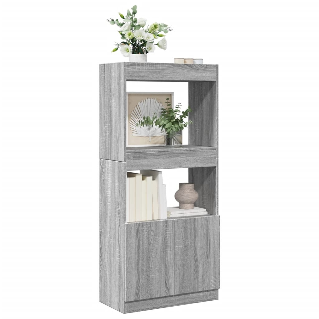 VidaXL Hoge kast 63x33x140 cm bewerkt hout grijs sonoma eikenkleurig