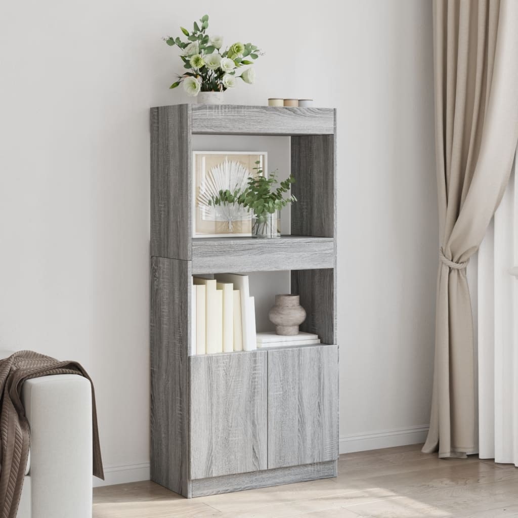 VidaXL Hoge kast 63x33x140 cm bewerkt hout grijs sonoma eikenkleurig