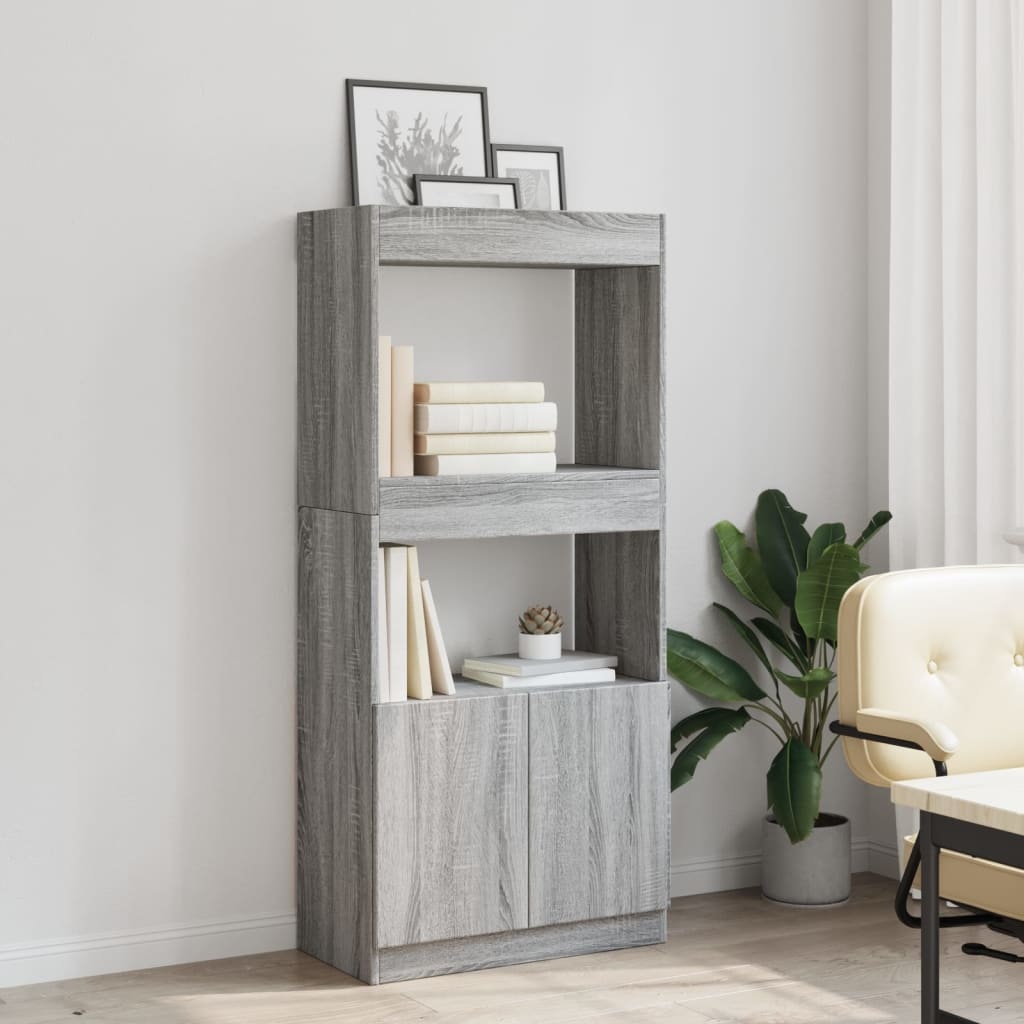 VidaXL Hoge kast 63x33x140 cm bewerkt hout grijs sonoma eikenkleurig