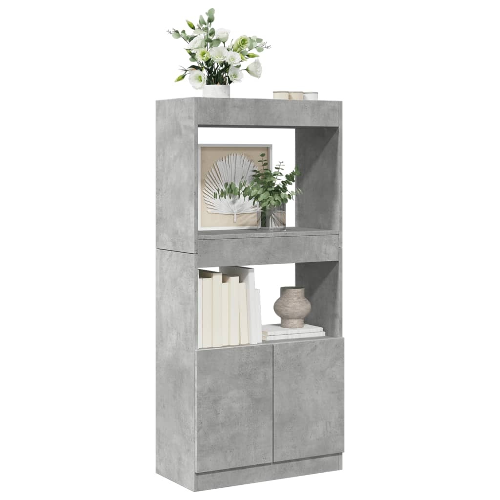 VidaXL Hoge kast 63x33x140 cm bewerkt hout betongrijs