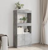 VidaXL Hoge kast 63x33x140 cm bewerkt hout betongrijs