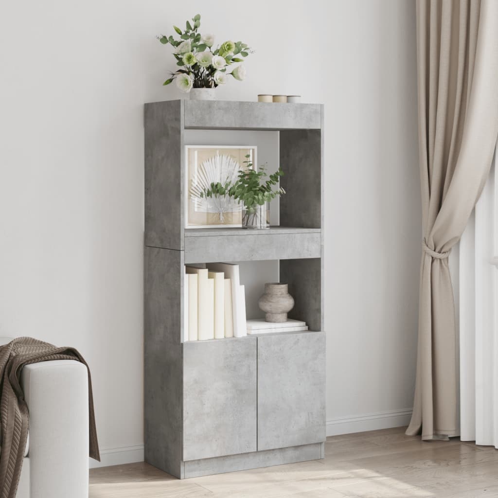 VidaXL Hoge kast 63x33x140 cm bewerkt hout betongrijs