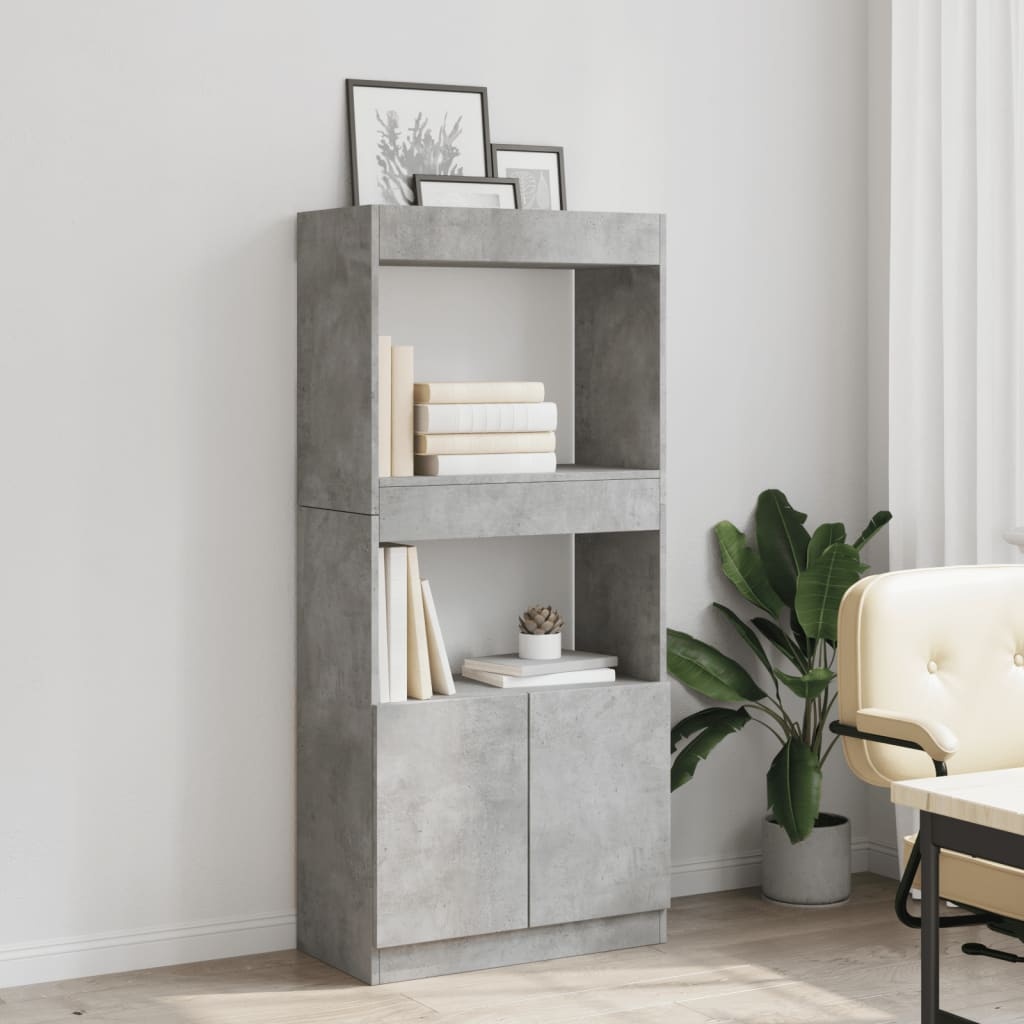 VidaXL Hoge kast 63x33x140 cm bewerkt hout betongrijs