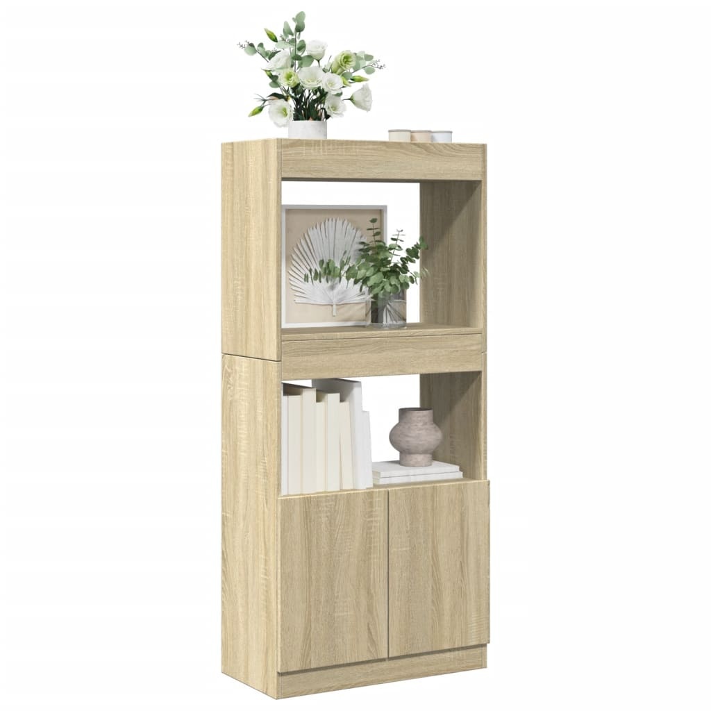 VidaXL Hoge kast 63x33x140 cm bewerkt hout sonoma eikenkleurig