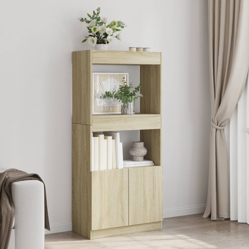 VidaXL Hoge kast 63x33x140 cm bewerkt hout sonoma eikenkleurig