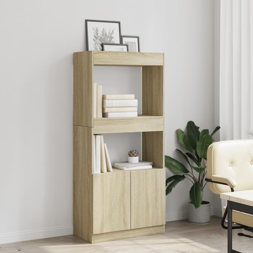 VidaXL Hoge kast 63x33x140 cm bewerkt hout sonoma eikenkleurig