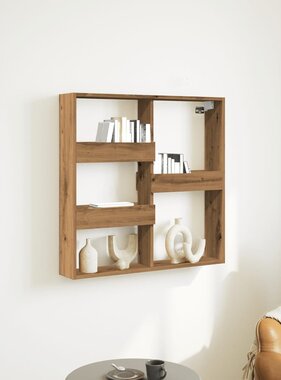 VidaXL Wandkast 80x15x80 cm bewerkt hout artisanaal eikenkleur