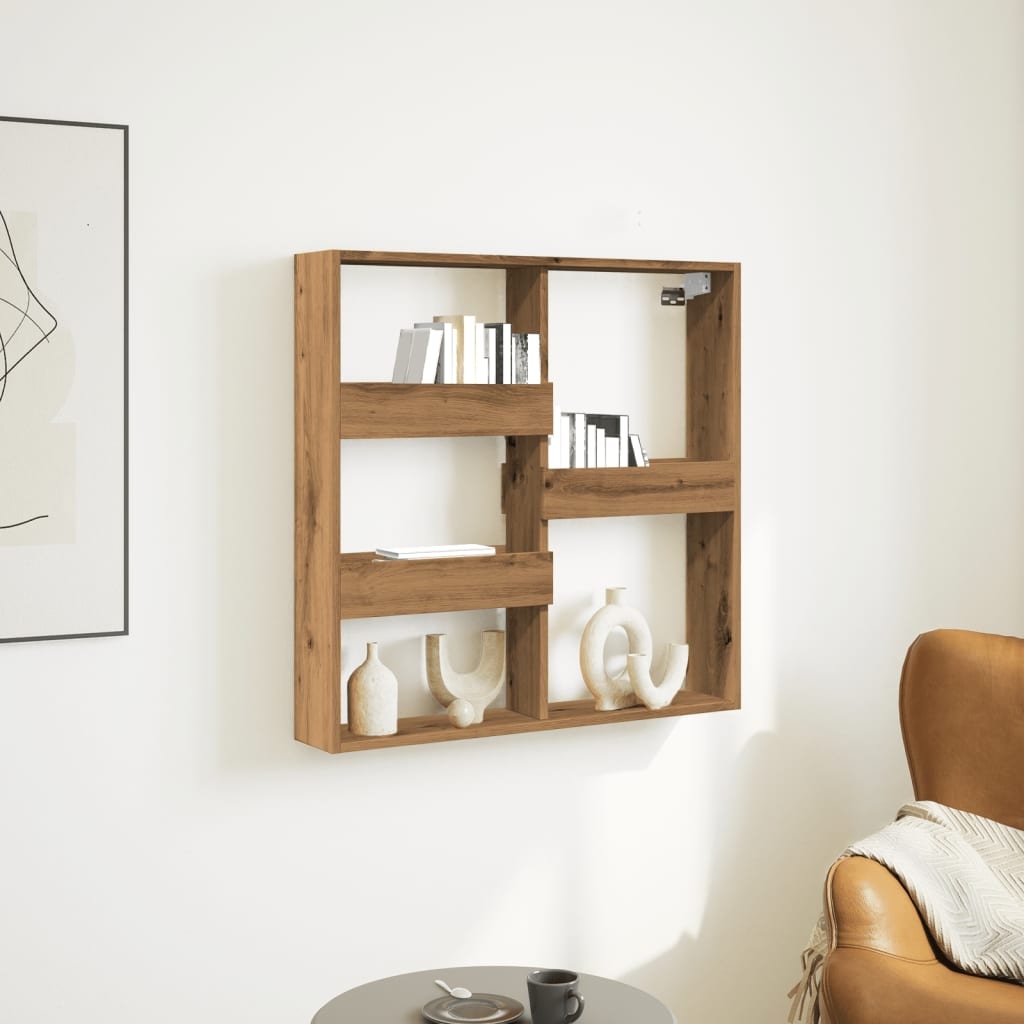 VidaXL Wandkast 80x15x80 cm bewerkt hout artisanaal eikenkleur