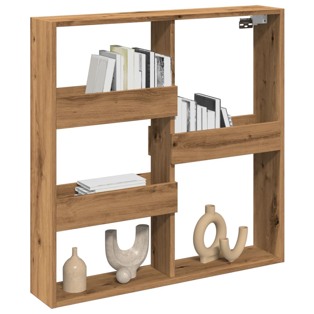 VidaXL Wandkast 80x15x80 cm bewerkt hout artisanaal eikenkleur