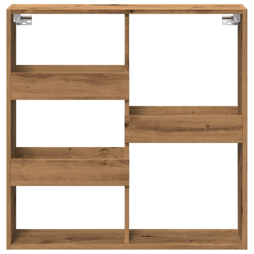 VidaXL Wandkast 80x15x80 cm bewerkt hout artisanaal eikenkleur