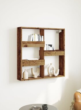 VidaXL Wandkast 80x15x80 cm bewerkt hout oud houtkleurig