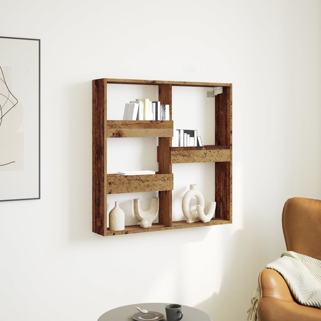 VidaXL Wandkast 80x15x80 cm bewerkt hout oud houtkleurig