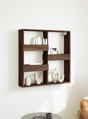 VidaXL Wandkast 80x15x80 cm bewerkt hout bruin eikenkleur