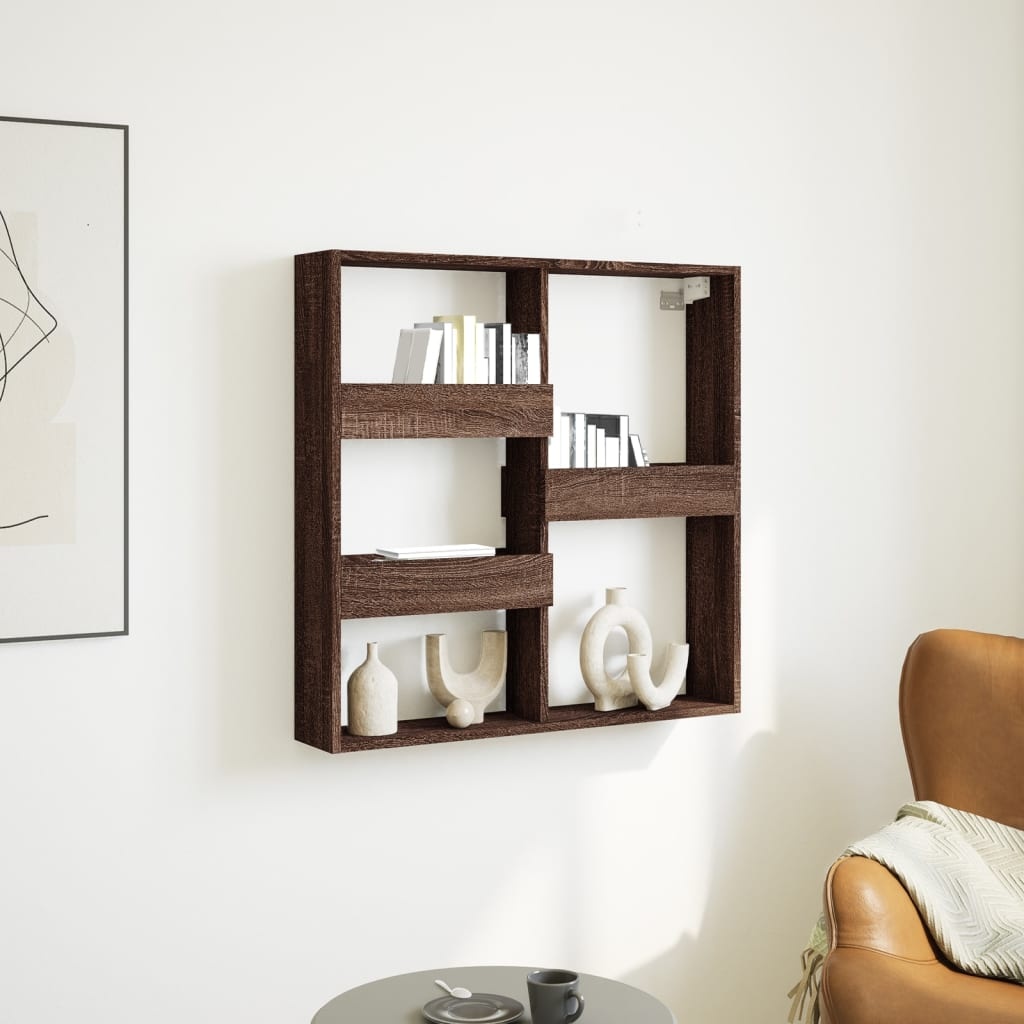 VidaXL Wandkast 80x15x80 cm bewerkt hout bruin eikenkleur