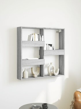 VidaXL Wandkast 80x15x80 cm bewerkt hout grijs sonoma eikenkleurig