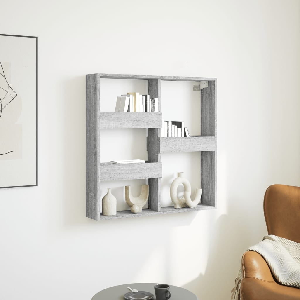 VidaXL Wandkast 80x15x80 cm bewerkt hout grijs sonoma eikenkleurig