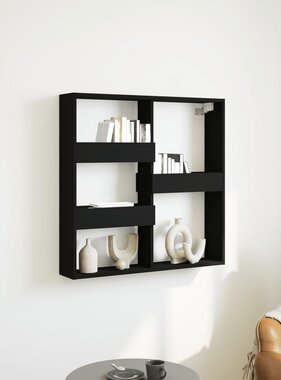 VidaXL Wandkast 80x15x80 cm bewerkt hout zwart