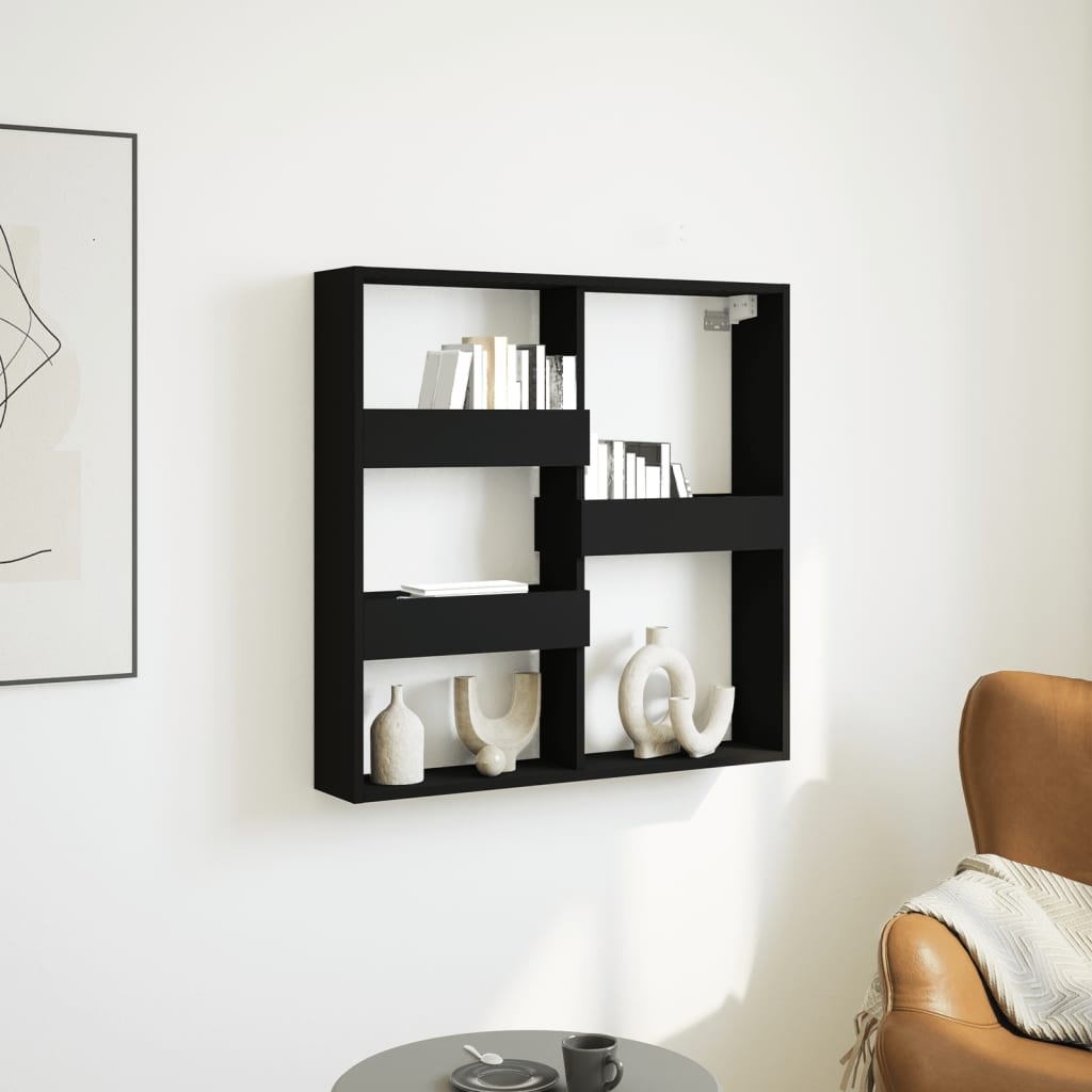 VidaXL Wandkast 80x15x80 cm bewerkt hout zwart
