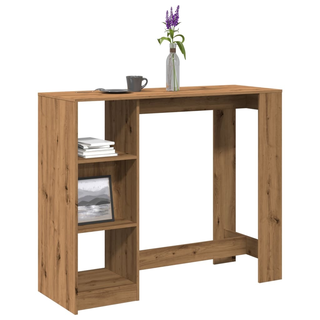 VidaXL Bartafel met schap 124x46x103,5 cm hout artisanaal eikenkleurig