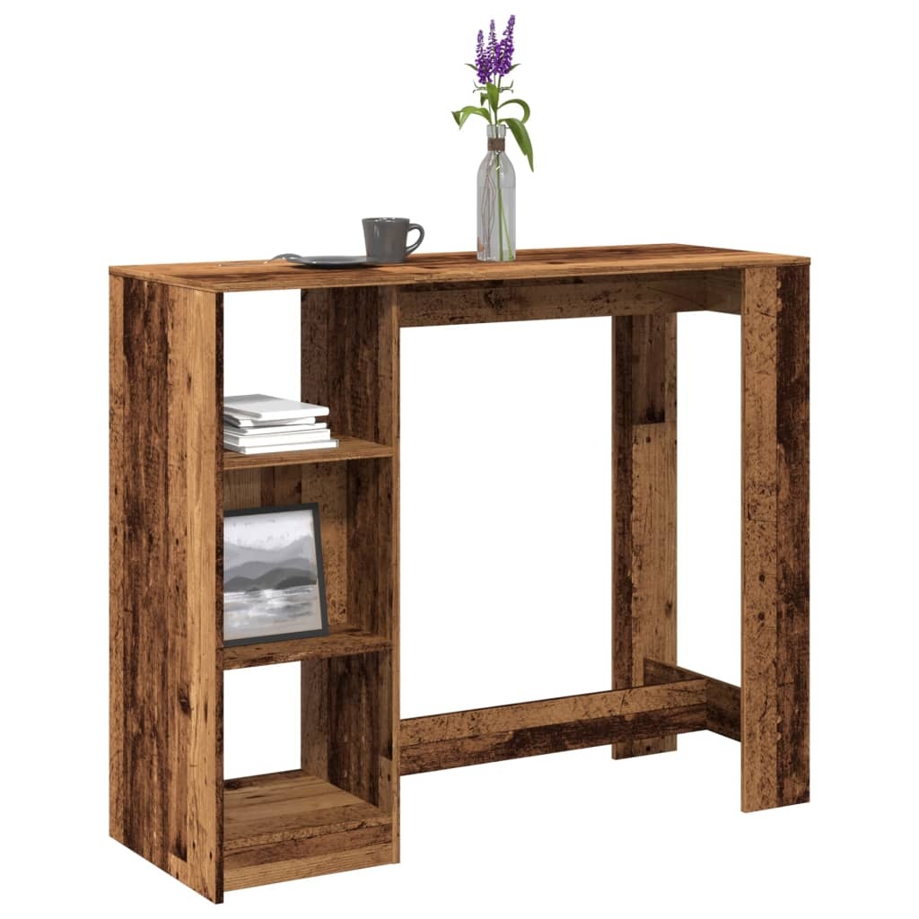 VidaXL Bartafel met schap 124x46x103,5 cm bewerkt hout oud houtkleurig
