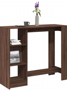 VidaXL Bartafel met schap 124x46x103,5 cm bewerkt hout bruin eiken