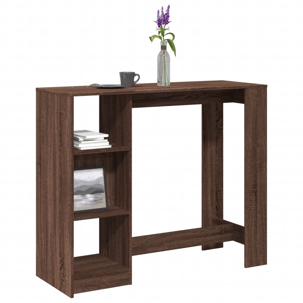 VidaXL Bartafel met schap 124x46x103,5 cm bewerkt hout bruin eiken