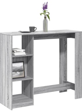 VidaXL Bartafel met schap 124x46x103,5 cm bewerkt hout grijs sonoma
