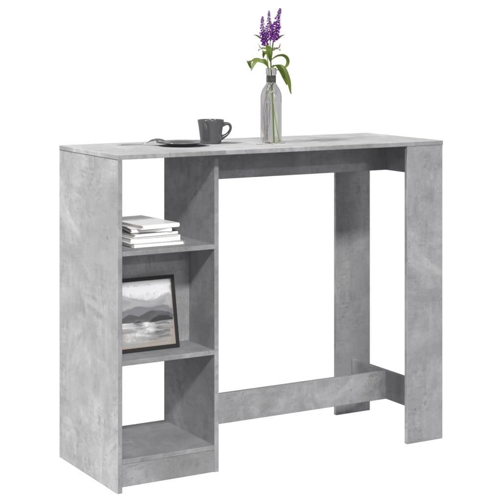 VidaXL Bartafel met schap 124x46x103,5 cm bewerkt hout betongrijs