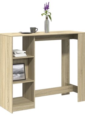 VidaXL Bartafel met schap 124x46x103,5 cm hout sonoma eikenkleur