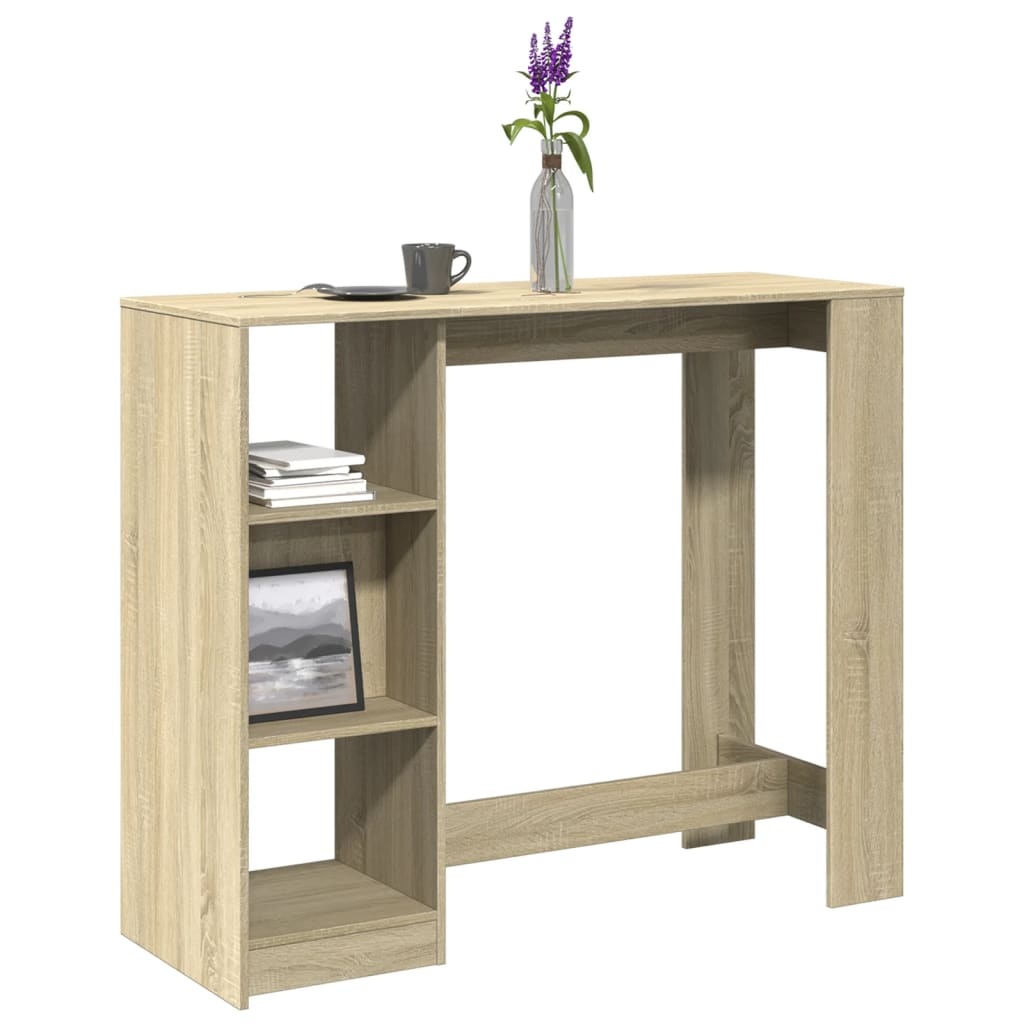 VidaXL Bartafel met schap 124x46x103,5 cm hout sonoma eikenkleur