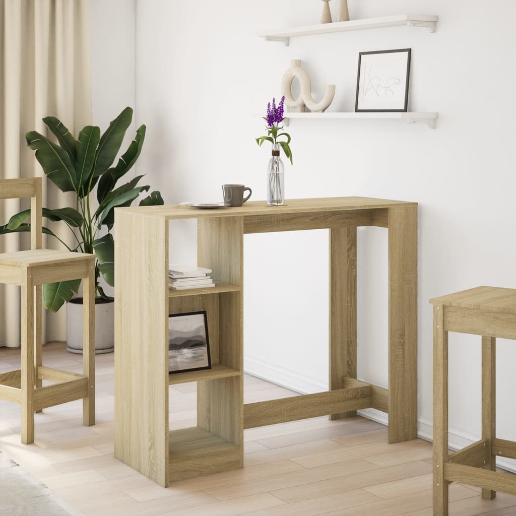 VidaXL Bartafel met schap 124x46x103,5 cm hout sonoma eikenkleur