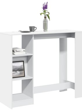 VidaXL Bartafel met schap 124x46x103,5 cm bewerkt hout wit