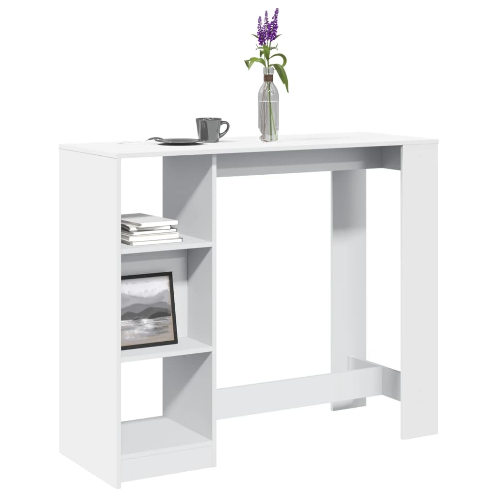 VidaXL Bartafel met schap 124x46x103,5 cm bewerkt hout wit