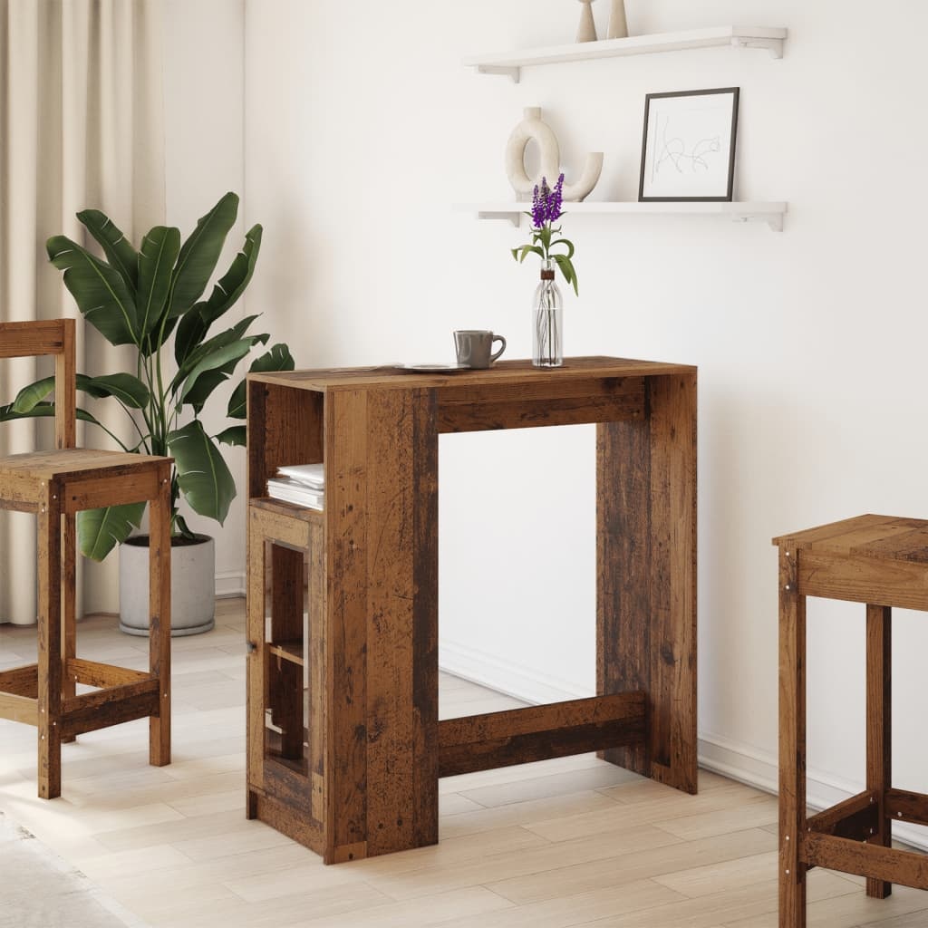 VidaXL Bartafel met rekken 101x40x103,5 cm bewerkt hout oud houtkleur