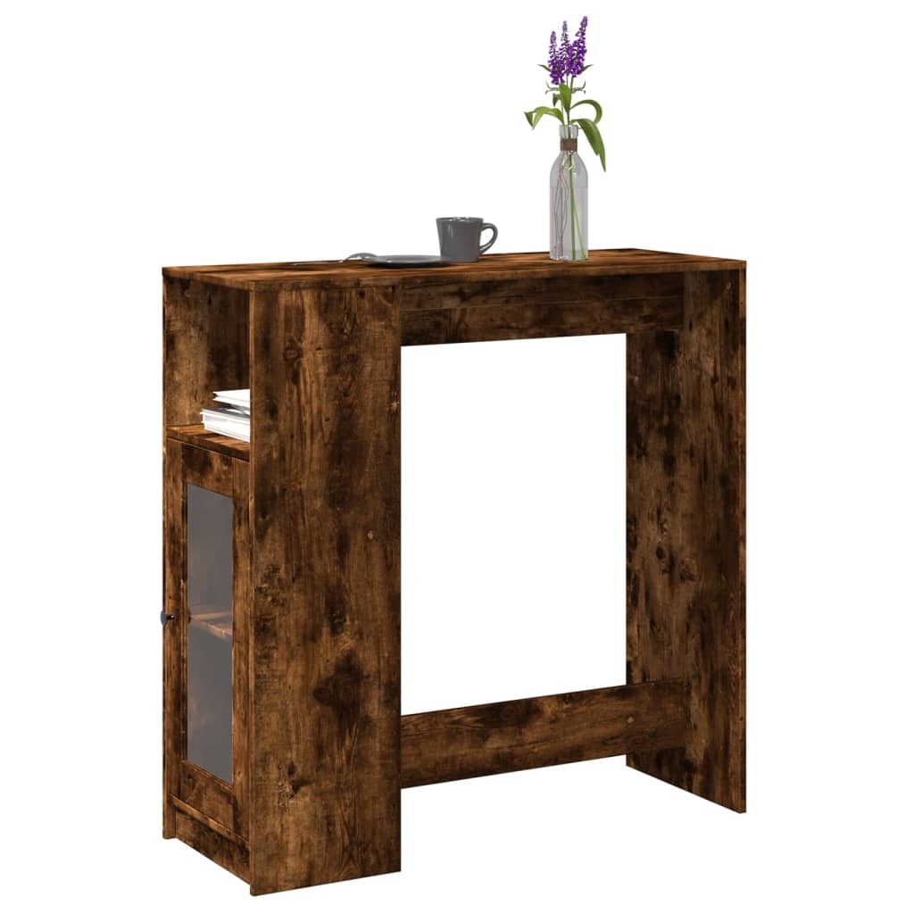 VidaXL Bartafel met rekken 101x40x103,5 cm bewerkt hout gerookt eiken